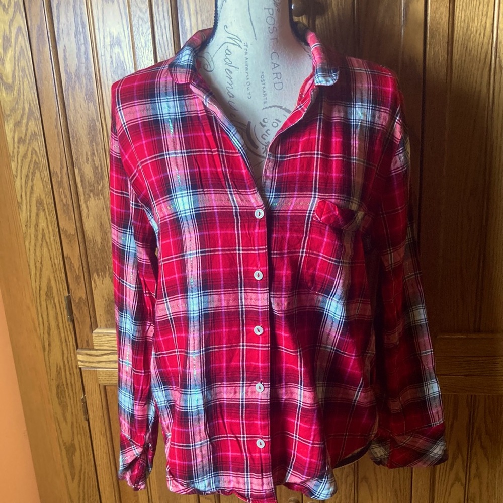 Victoria’s Secret plaid button down shirt